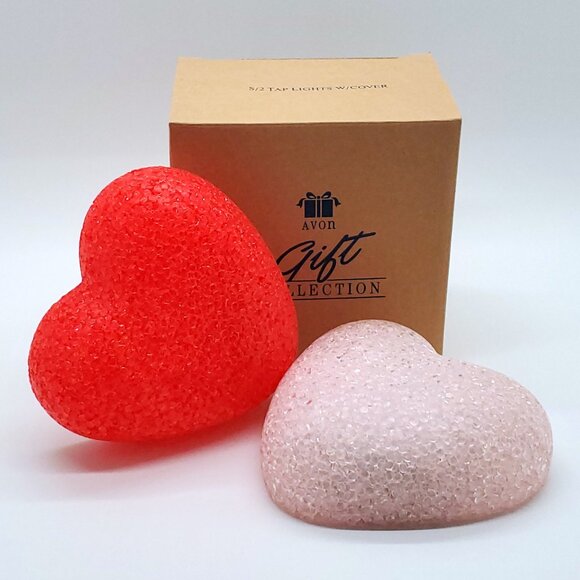 RARE Vintage “Avon” Valentine Heart Tap Lights – Set of 2 – NEW - Picture 1 of 8